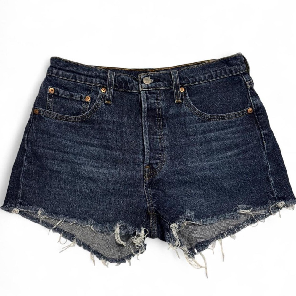 Levi's Distressed‎ Denim High-Rise Cut-Off Shorts - Picture 5 of 9